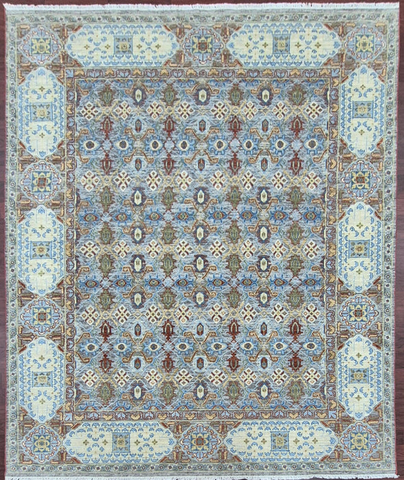 8x10ft,Hand knottedCarpets, Oriental Mumlook Embossed design,Natural Grey