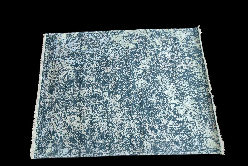 8x10ft ,Hand knotted carpet, Modern design wool and bamboo silk ,Teal Blue