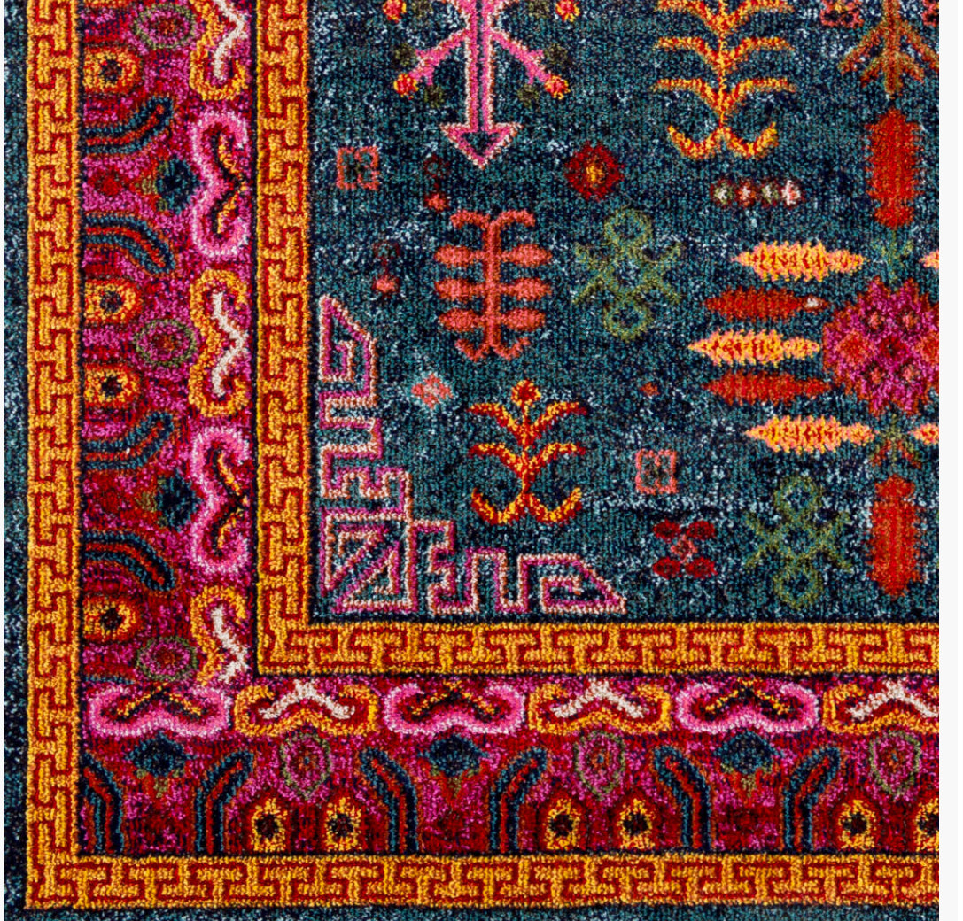 Anika Machine Woven Rug — Teal / Orange | ANI-1005 - construction