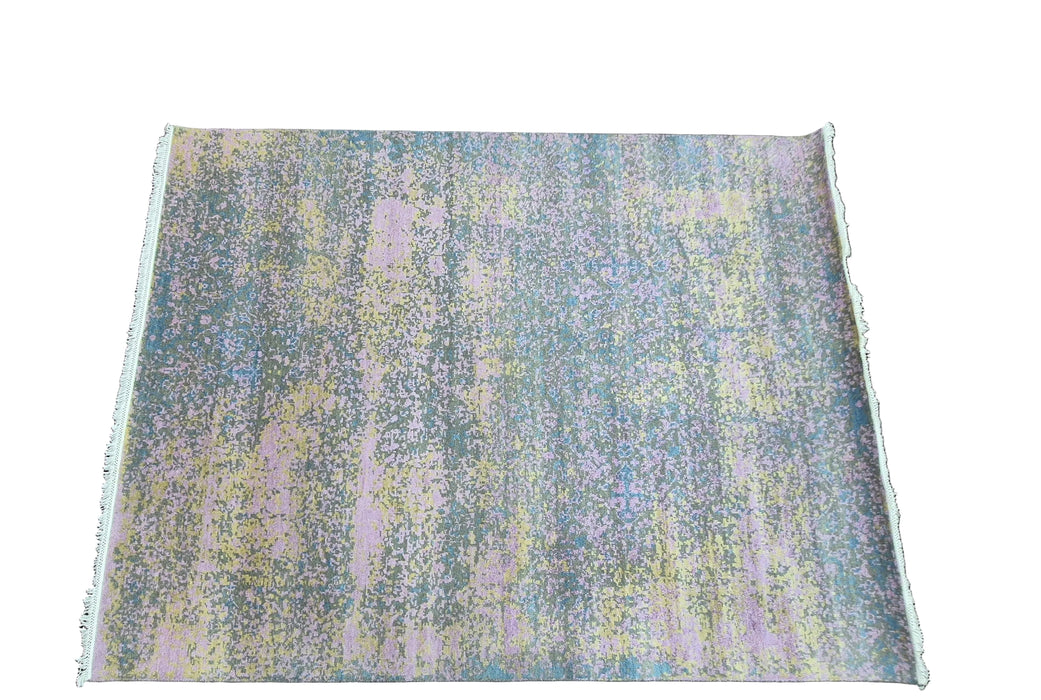 8x10ft, Hand knotted Modern design Wool and bamboo silk Grey Gold carpet
