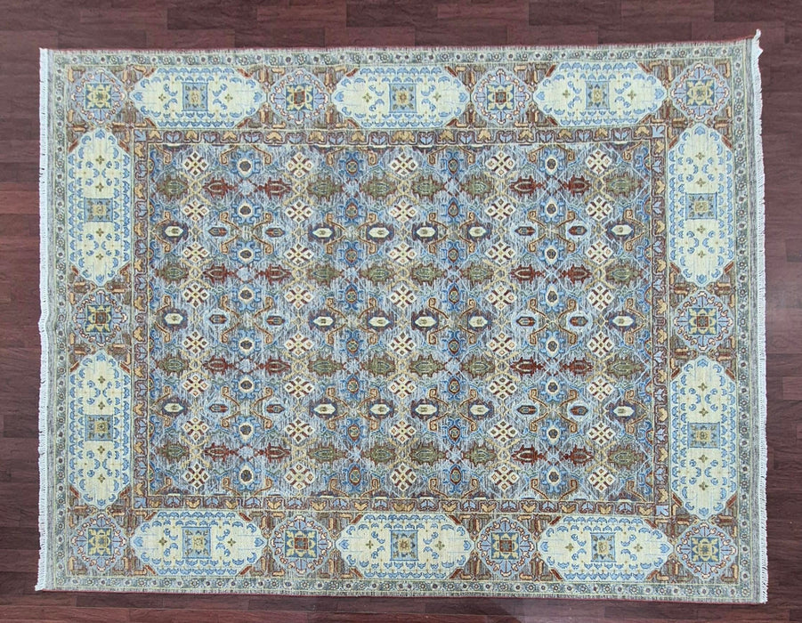 8x10ft,Hand knottedCarpets, Oriental Mumlook Embossed design,Natural Grey