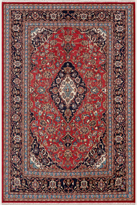 Handmade Persian Wool Area Rug 7x10 - Red Floral Medallion Persian Style Rug - Exact Size 9'5" x 6'2" - KBHM-679