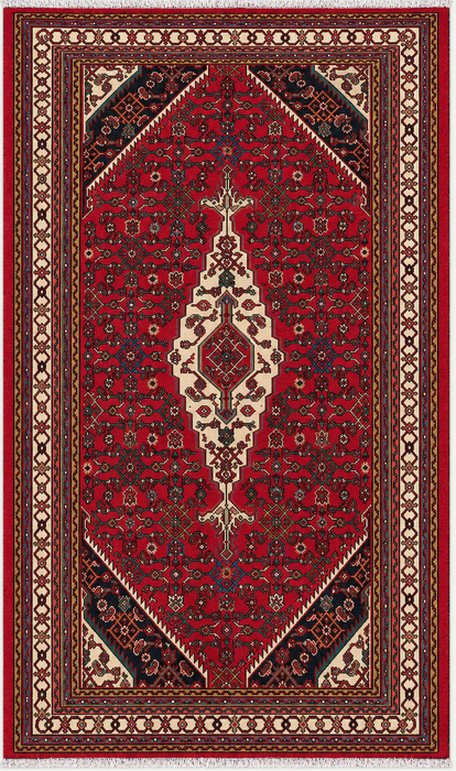 Handmade Persian Wool Area Rug 7x10 - Red Tribal Medallion Persian Style Rug - Exact Size 10'2" x 6'8" - KBHM-672