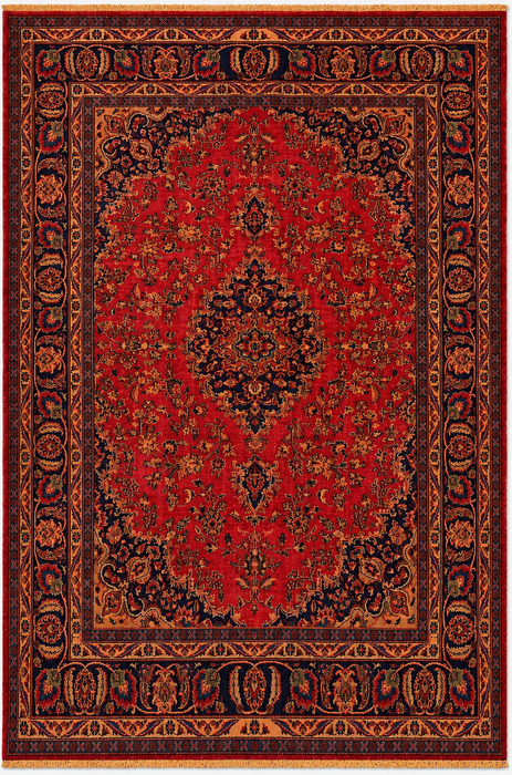 Handmade Persian Wool Area Rug 7x10 - Red Floral Medallion Persian Style Rug - Exact Size 9'6" x 6'3" - KBHM-664