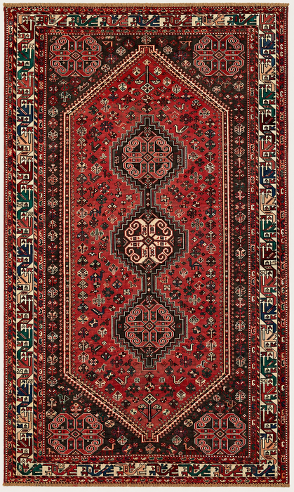 Handmade Persian Wool Area Rug 7x10 - Red Tribal Medallion Persian Style Rug - Exact Size 10'7" x 7'2" - KBHM-661