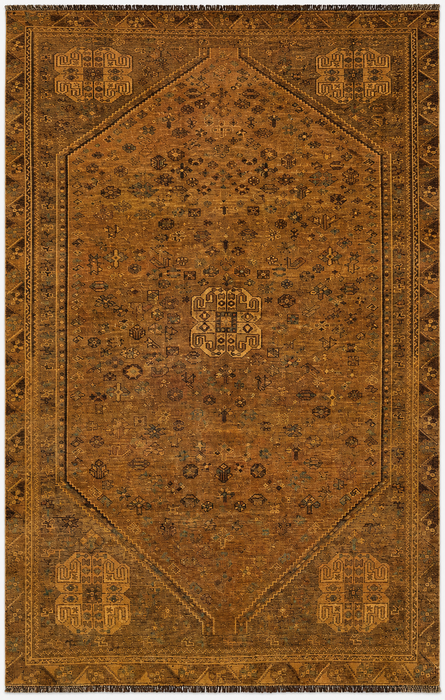 Handmade Persian Wool Area Rug 7x10 - Brown Tribal Geometric Persian Style Rug - Exact Size 10'0" x 6'8" - KBHM-659