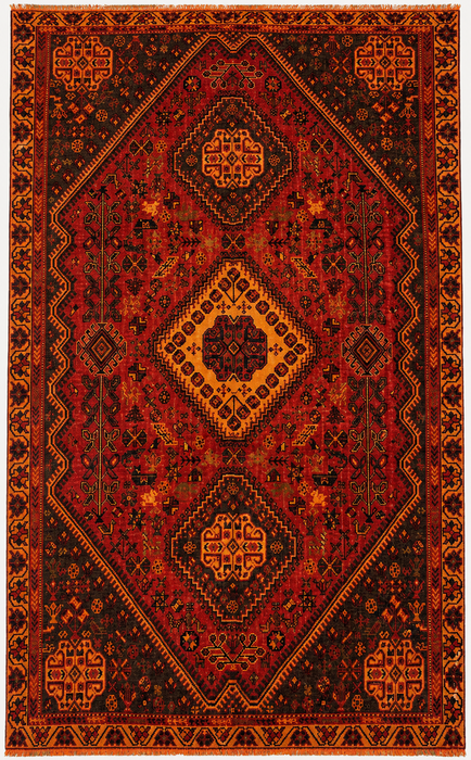 Handmade Persian Wool Area Rug 7x10 - Red Tribal Medallion Persian Style Rug - Exact Size 9'1" x 5'11" - KBHM-652