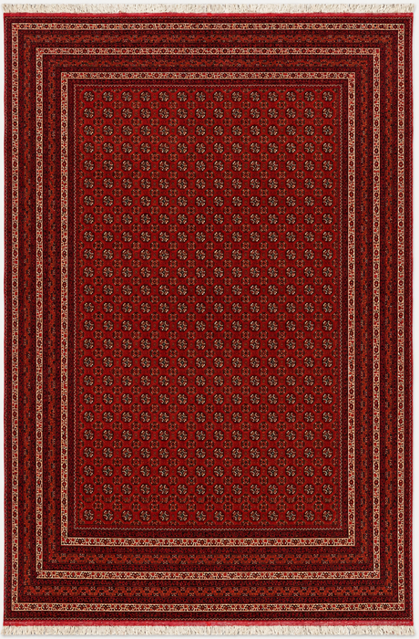 Handmade Persian Wool Area Rug 7x10 - Red Tribal Geometric Chobi Style Rug - Exact Size 9'4" x 6'7" - KBHM-626