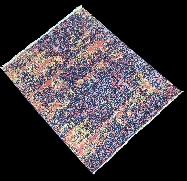 8x10 ft ,hand knotted  Wool and Bamboo silk carpet , Modern design Colour Navy
