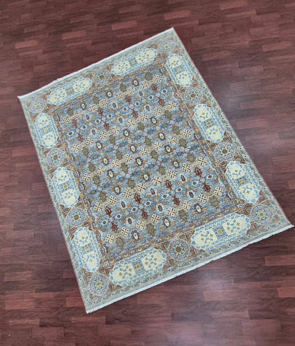8x10ft,Hand knottedCarpets, Oriental Mumlook Embossed design,Natural Grey