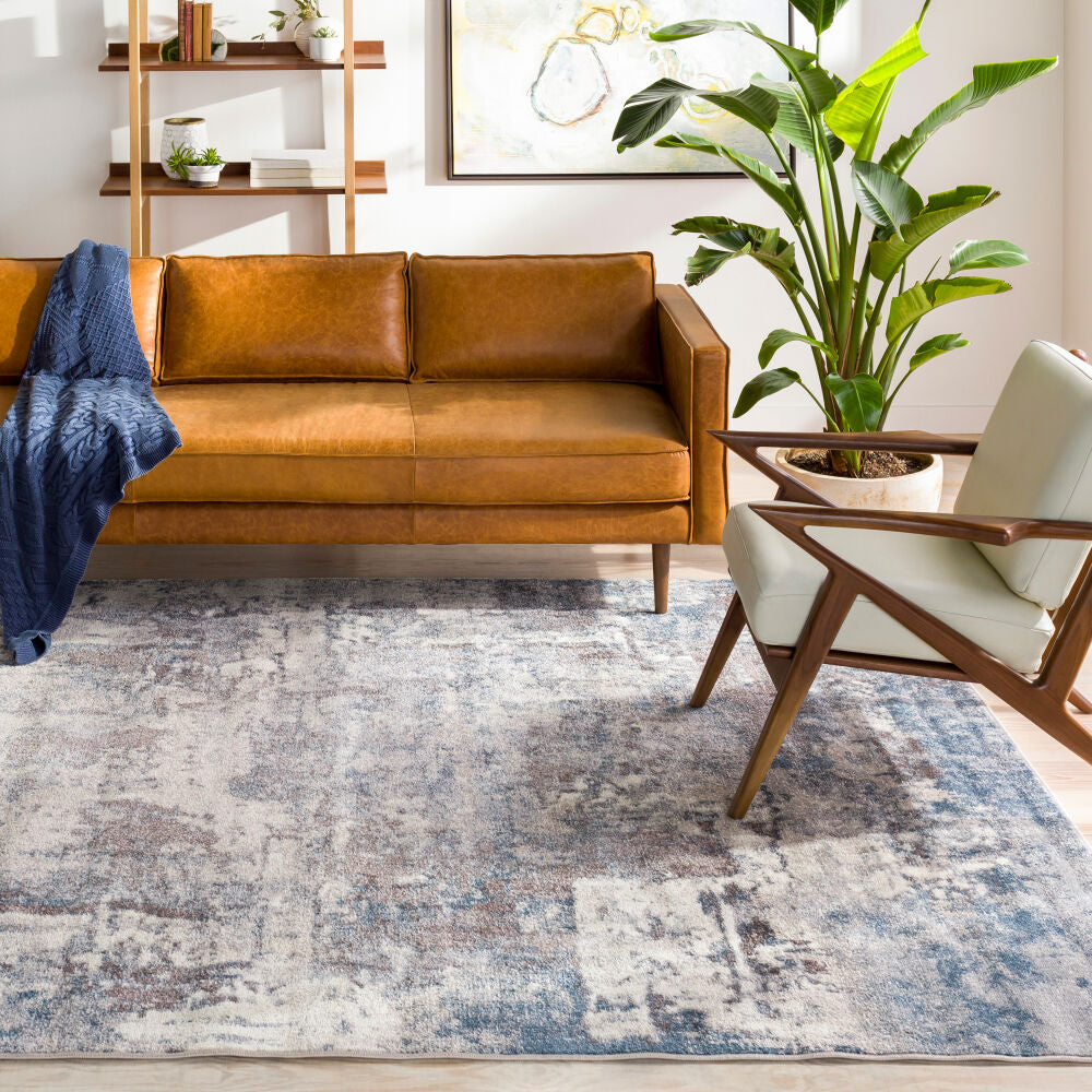 Ankara Machine Woven Rug — Beige / Teal | AKR-2307 - colour & pattern