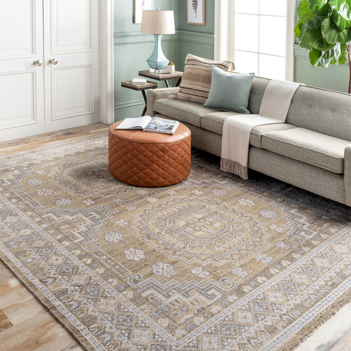 Almeria Hand Knotted Rug — Mustard / Pale Blue | ALM-2301