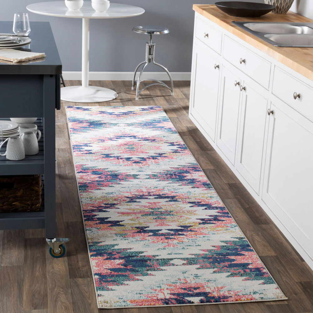 Anika Machine Woven Rug — Pink / Navy | ANI-1037 - colour & pattern