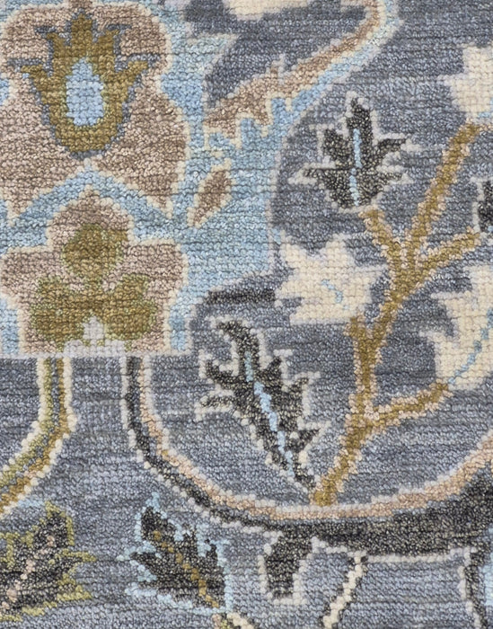 9x12ft. Hand knotted carpet , Oriental Design Pure handspun wool Tulip grey