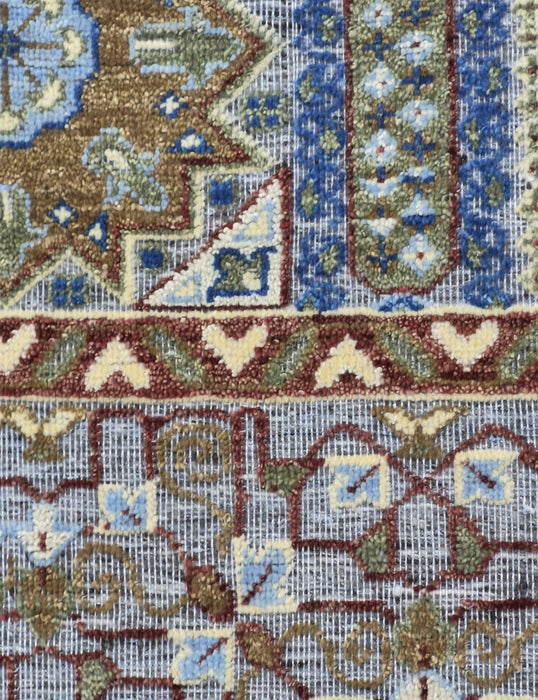 8x10 ft. Hand knotted carpet, Oriental Mumlook embossed design, Natural grey