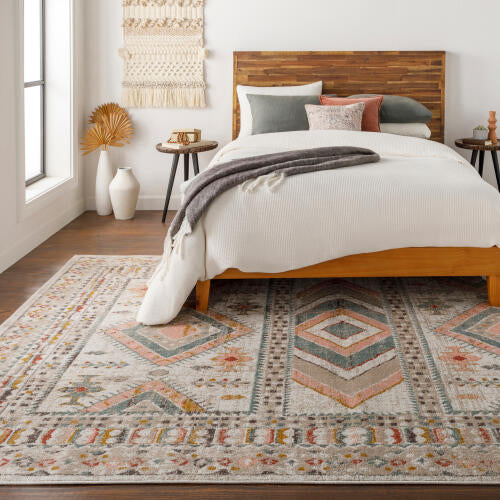 Ankara Machine Woven Rug — Ivory / Rose Sage Multi | AKR-2336 - colour & pattern