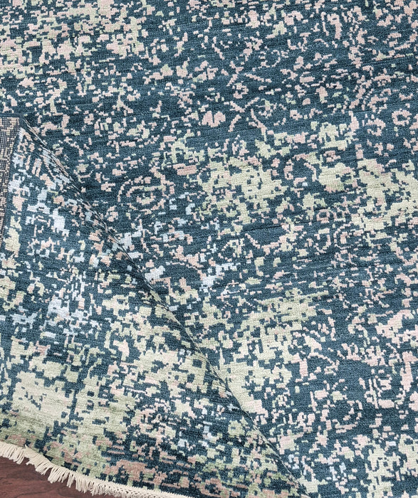 8x10ft ,Hand knotted carpet, Modern design wool and bamboo silk ,Teal Blue