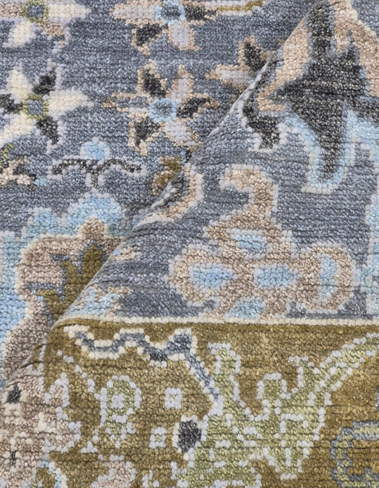 9x12ft. Hand knotted carpet , Oriental Design Pure handspun wool Tulip grey