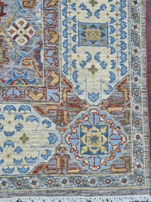 8x10ft,Hand knottedCarpets, Oriental Mumlook Embossed design,Natural Grey