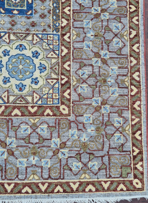 8x10 ft. Hand knotted carpet, Oriental Mumlook embossed design, Natural grey
