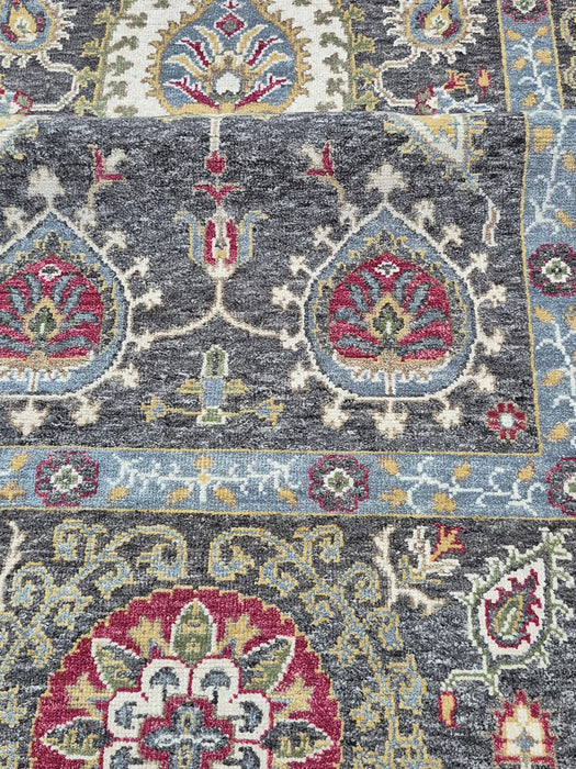 9x12 ft. Hand knotted carpet ,Oriental design ,pure hand spun wool ,Charcoal grey