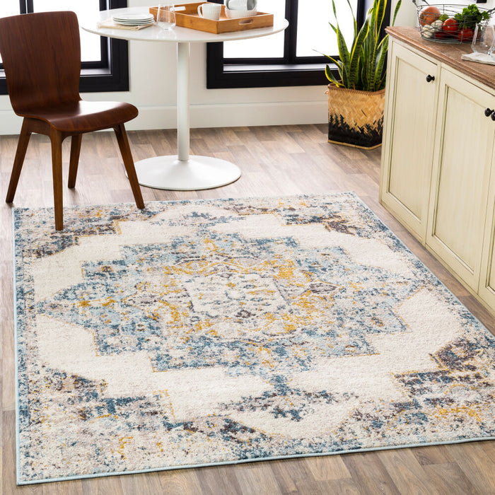 Ankara Machine Woven Rug — Ivory / Blue | AKR-2309