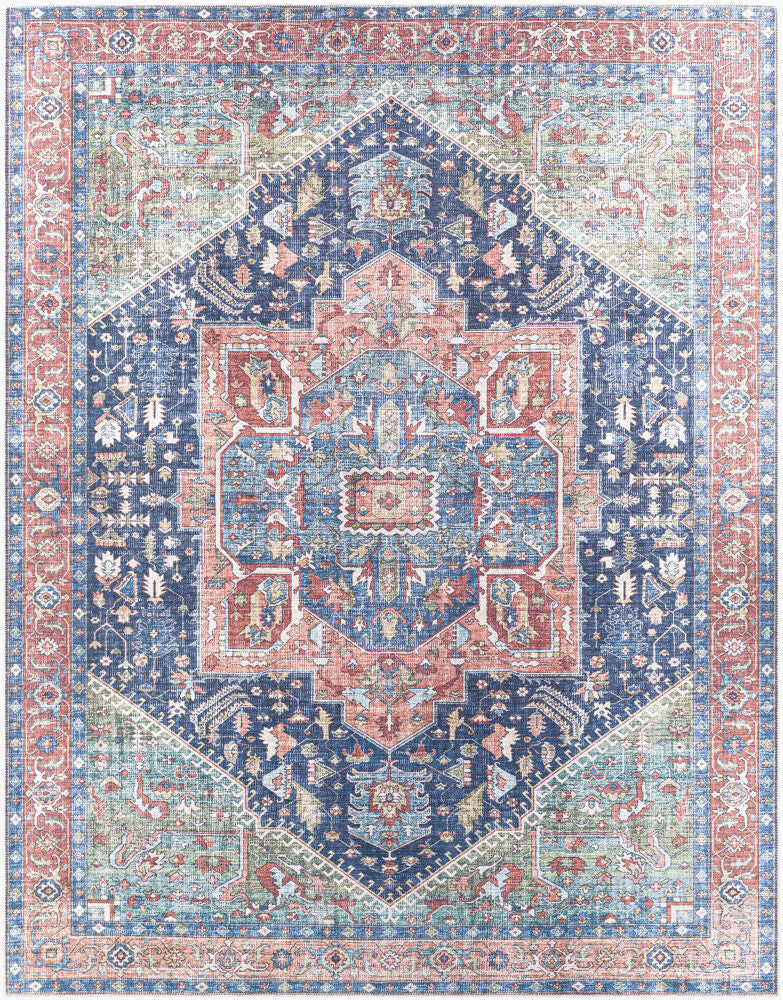 Amelie Machine Washable Rug — Navy / Peach | AML-2310 - performance