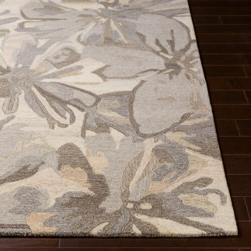 Athena Handmade Wool Floral Rug — Taupe | ATH-5150