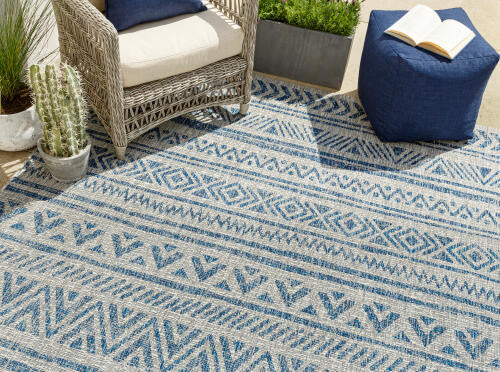 Livabliss Eagean Machine Woven Rug — Blue / Taupe | EAG-2306