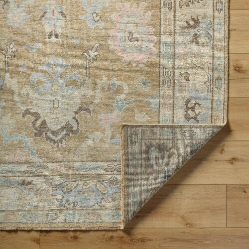 Reign Handmade Wool & Viscose Rug — Soft Gold & Pastel Motifs | REG-2316 - construction