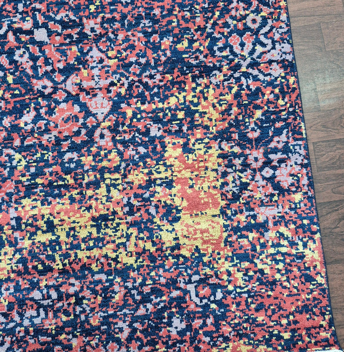 8x10 ft ,hand knotted  Wool and Bamboo silk carpet , Modern design Colour Navy