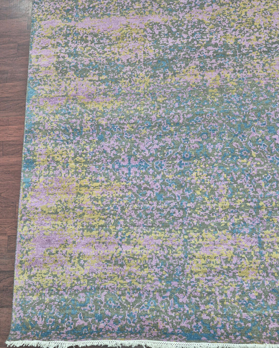 8x10ft, Hand knotted Modern design Wool and bamboo silk Grey Gold carpet