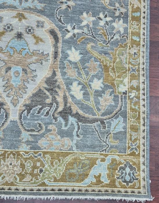 9x12ft. Hand knotted carpet , Oriental Design Pure handspun wool Tulip grey
