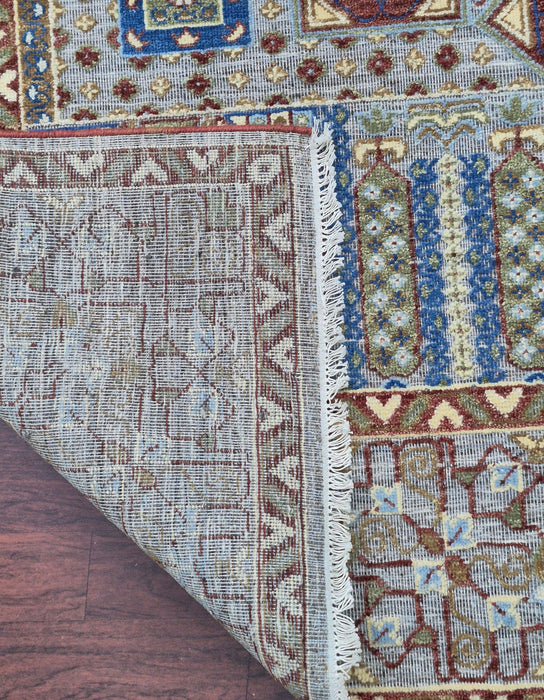 8x10 ft. Hand knotted carpet, Oriental Mumlook embossed design, Natural grey
