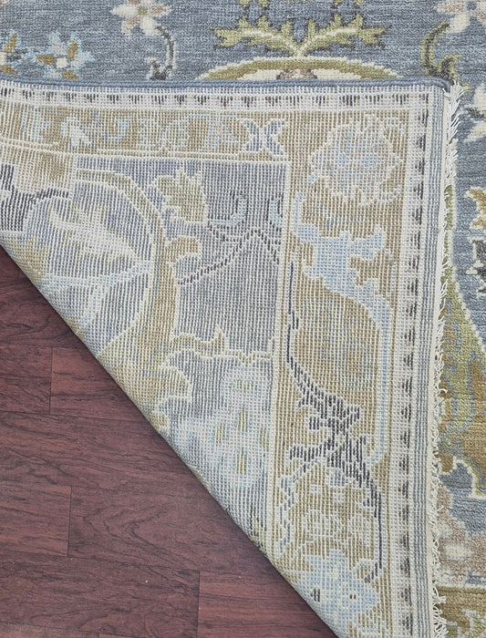 9x12ft. Hand knotted carpet , Oriental Design Pure handspun wool Tulip grey
