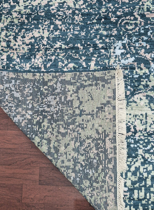 8x10ft ,Hand knotted carpet, Modern design wool and bamboo silk ,Teal Blue