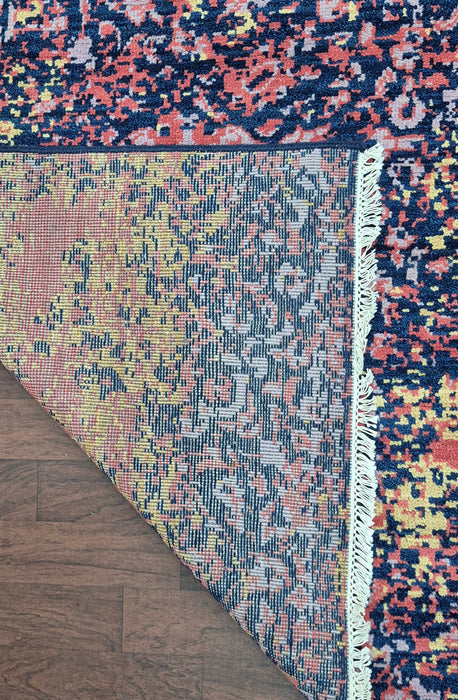 8x10 ft ,hand knotted  Wool and Bamboo silk carpet , Modern design Colour Navy