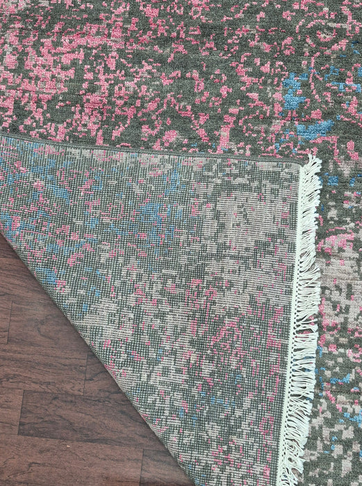 8x10 ft. hand knotted Modern design Wool and Bamboo silk carpet,Charcoal and Rose