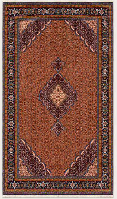 Handmade Persian Wool Area Rug 7x10 - Rose, Navy & Ivory Vintage Medallion Persian Style Rug - Exact Size 9'11" x 6'4" - KBHM-753