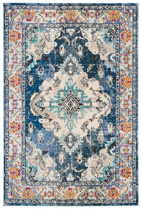 Vintage Medallion Area Rug – Navy / Turquoise Multi – 8' x 11'