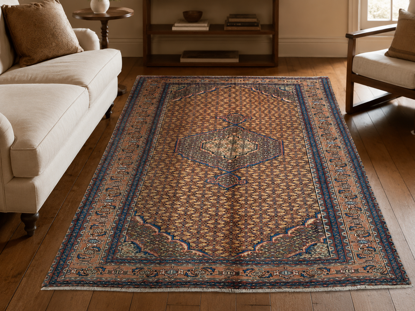9'4" x 6'3" Handmade Persian Wool Rug room styling example