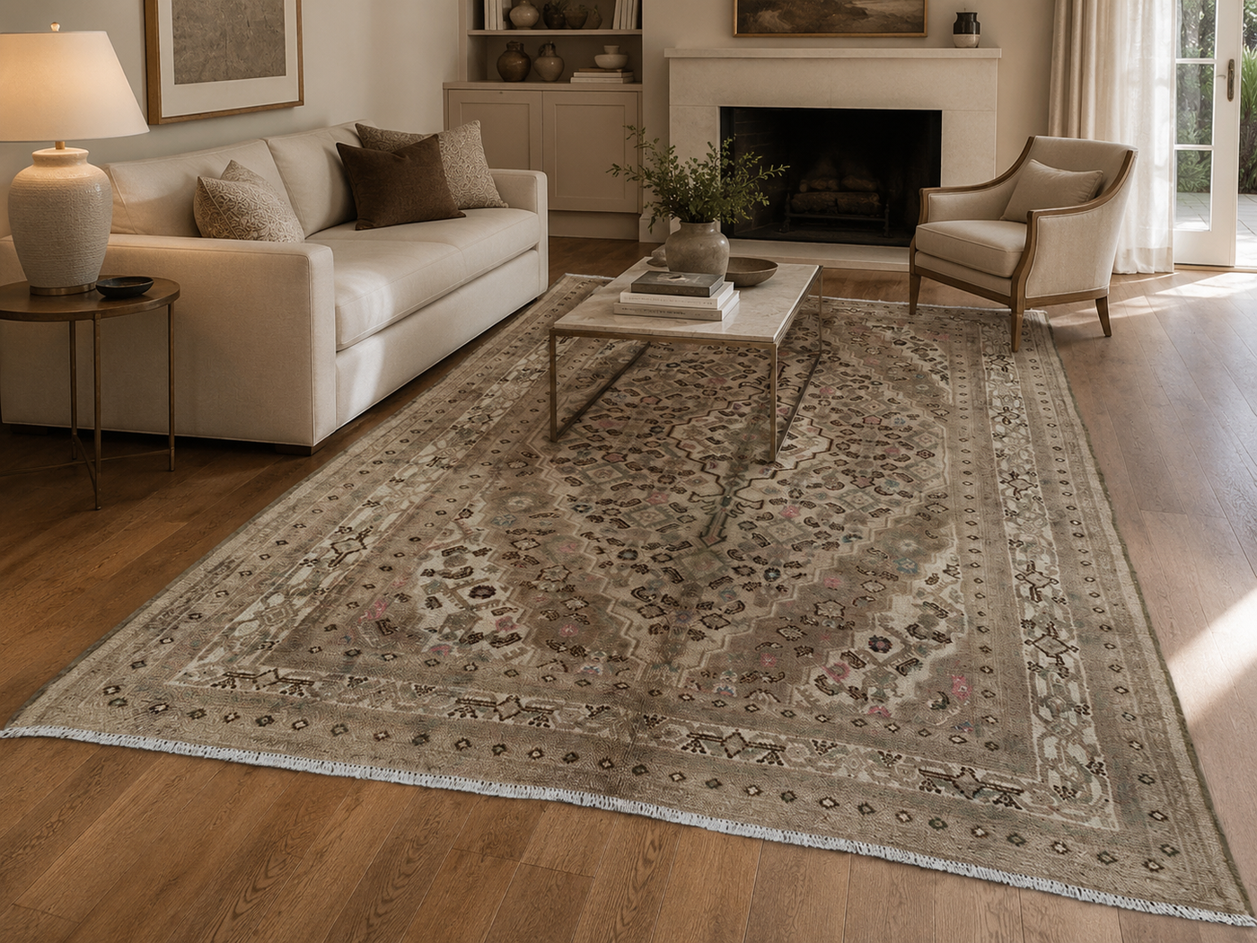 9'9" x 6'9" Handmade Persian Wool Rug styled in a room