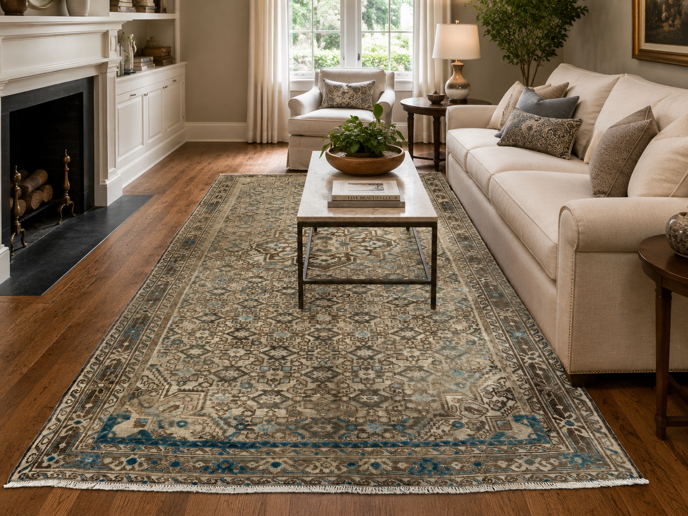 11'0" x 5'5" Handmade Persian Wool Rug styled in a room