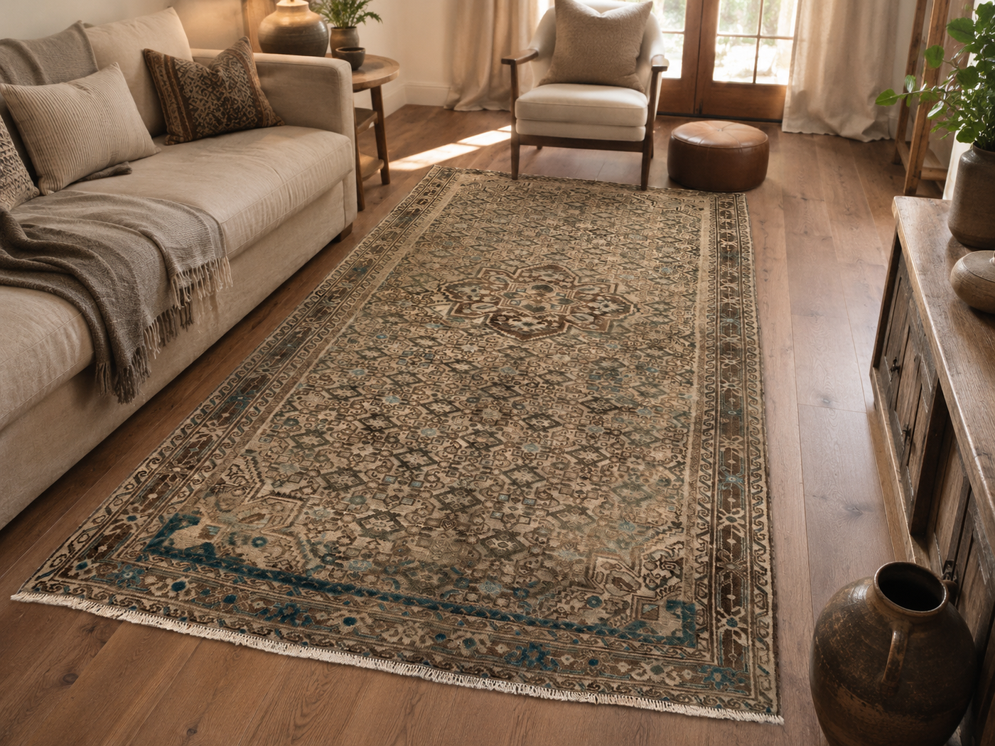 11'0" x 5'5" Handmade Persian Wool Rug room styling example