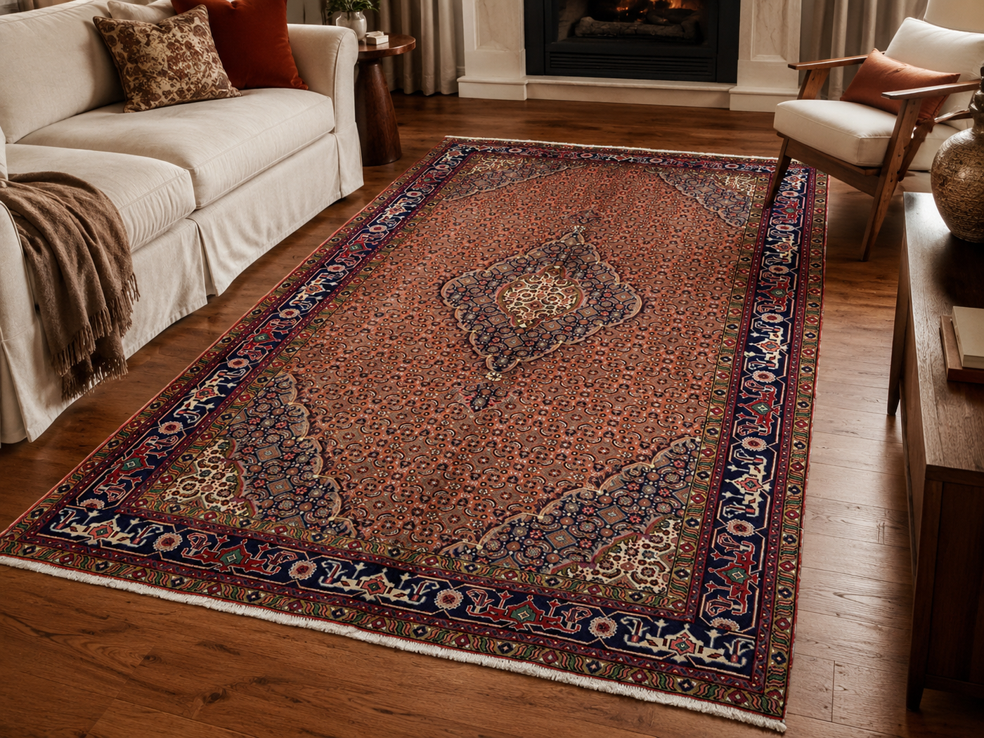 9'9" x 6'6" Handmade Persian Wool Rug room styling example