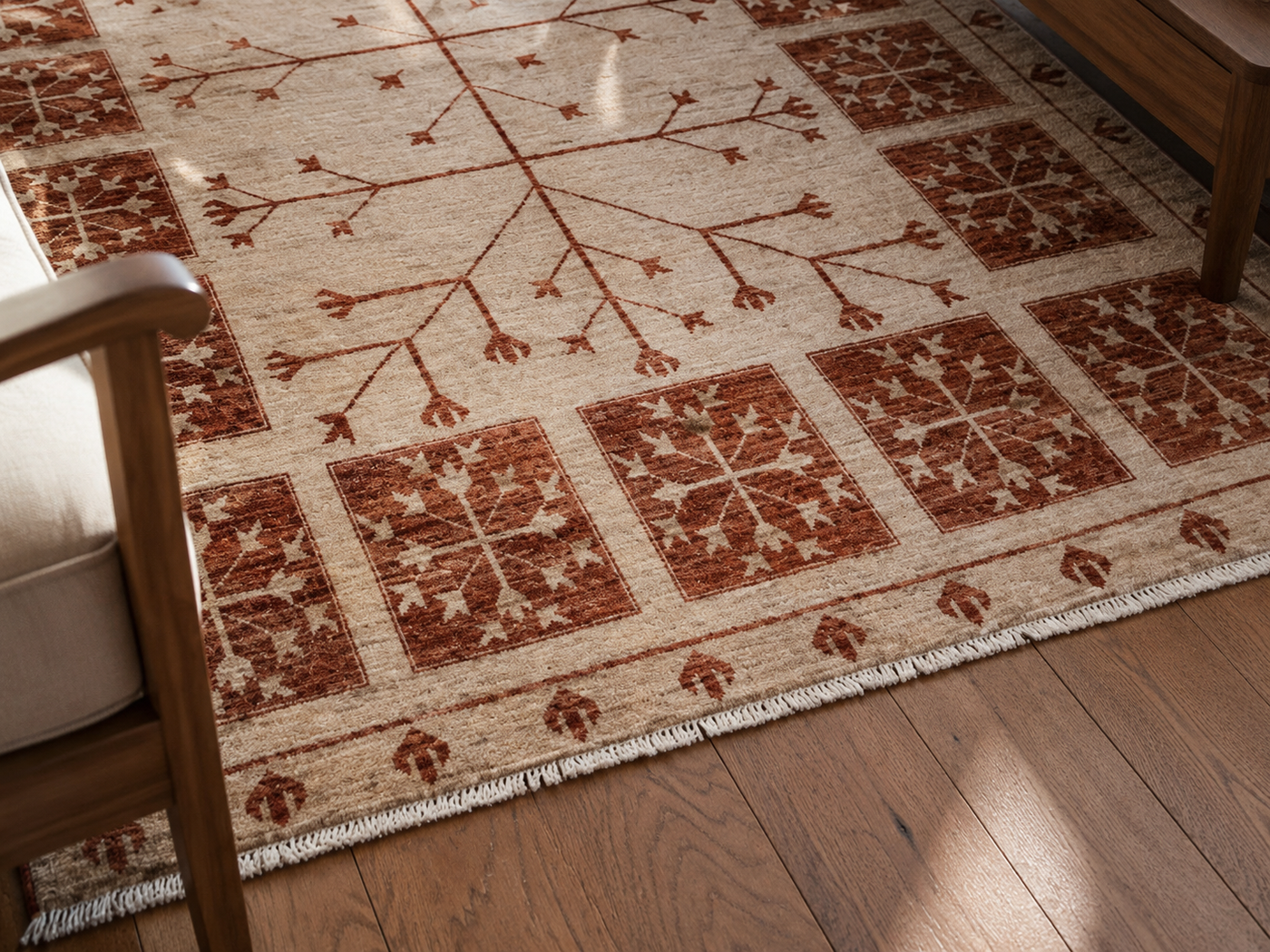 7'10" x 5'10" Handmade Persian Wool Rug wool texture and pattern detail
