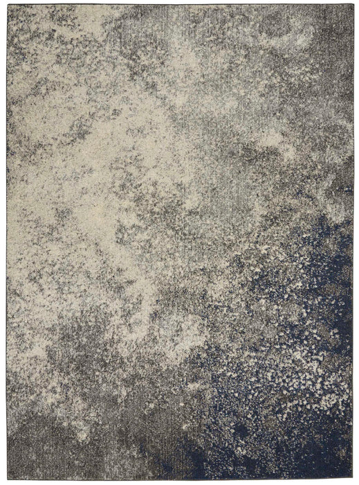 Modern Abstract Distressed Area Rug – Charcoal / Ivory – 8' x 11'