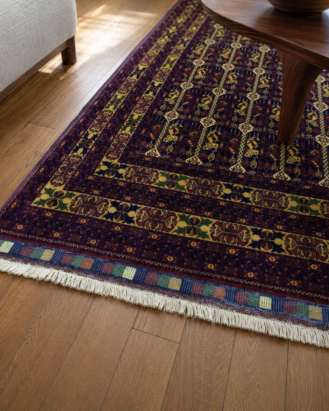 6'9" x 9'8" Handmade Persian Wool Rug wool texture and pattern detail