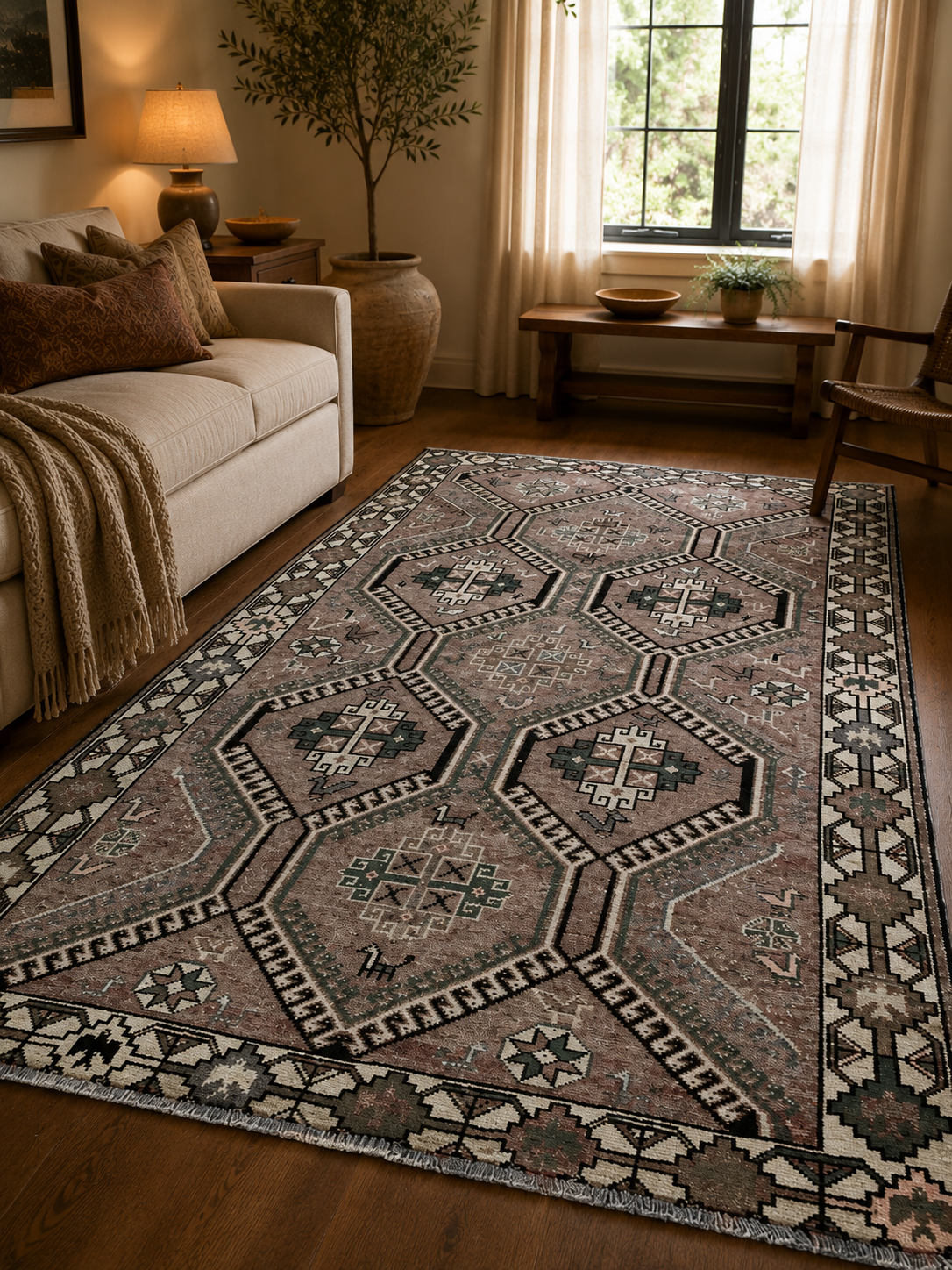 9'8" x 5'6" Handmade Persian Wool Rug room styling example