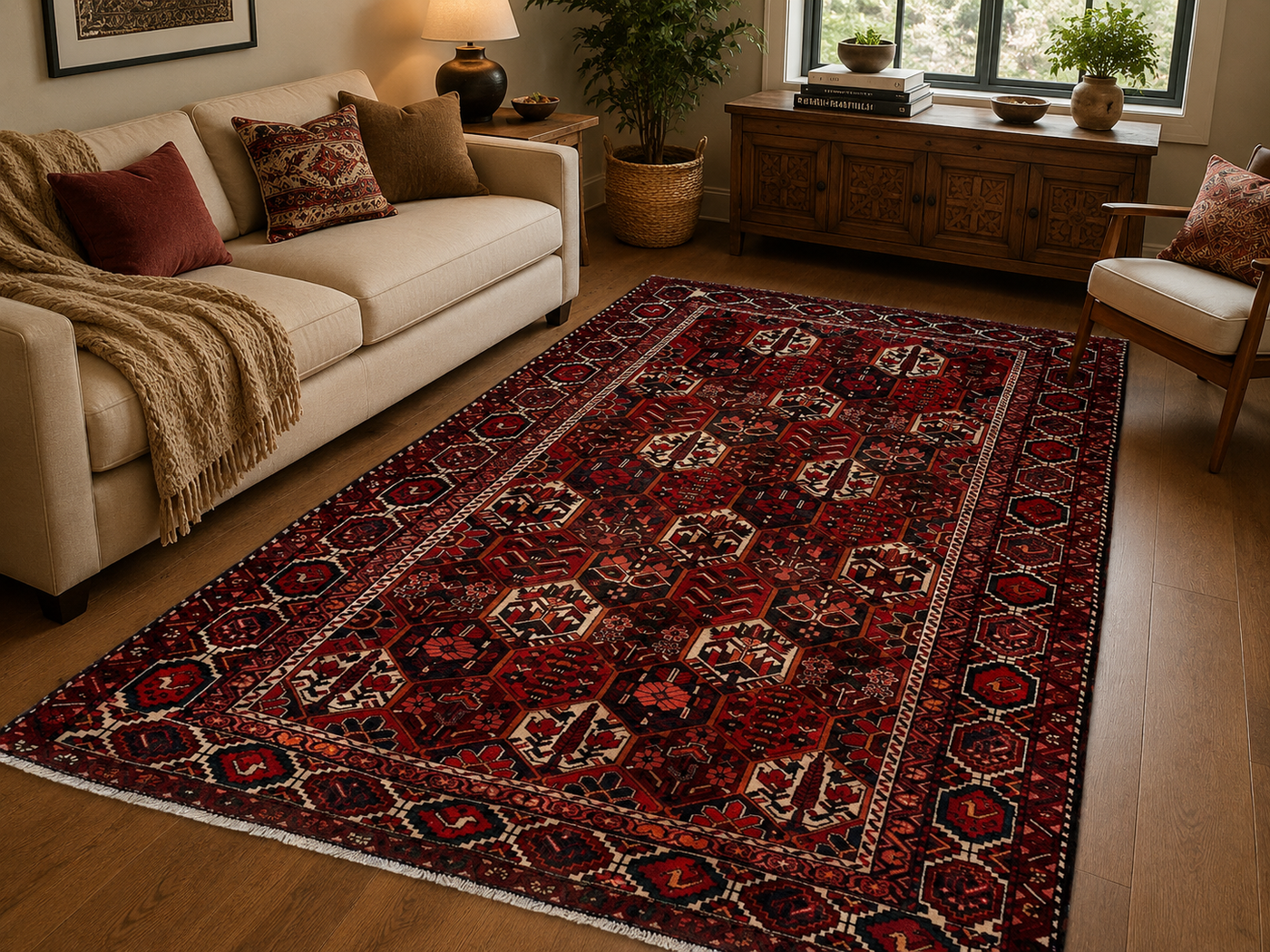 9'9" x 6'7" Handmade Persian Wool Rug styled in a room